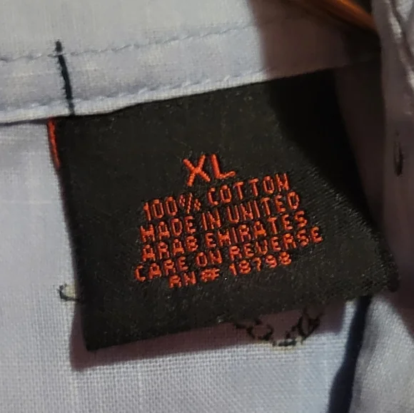 Wolverine Men's Blue Sail Boat Hawaiian‎ Button Down 100% Cotton Shirt Sz XL - Picture 5 of 5